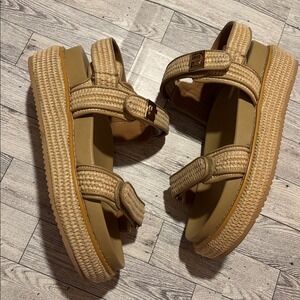 Platform‎ Sandals Natural Raffia Size 9.5 Bigmona boho festival Springbreak